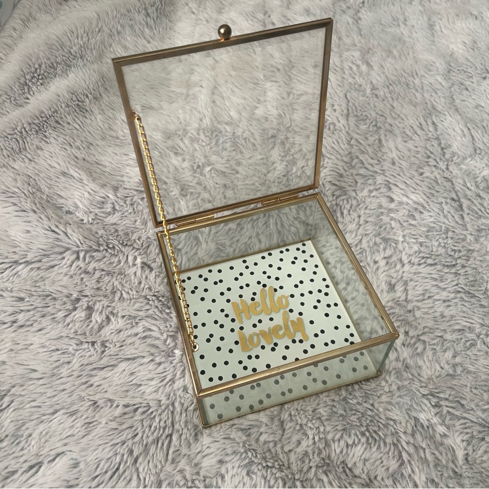 Glass Jewelry Box with Gold Accents